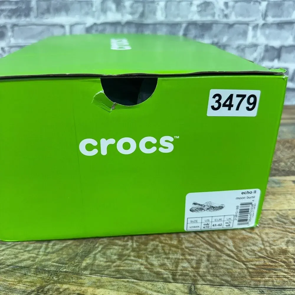 Crocs Echo II Moon Burst Clog White Green Orange Mens Size 8 / Womens 10 New